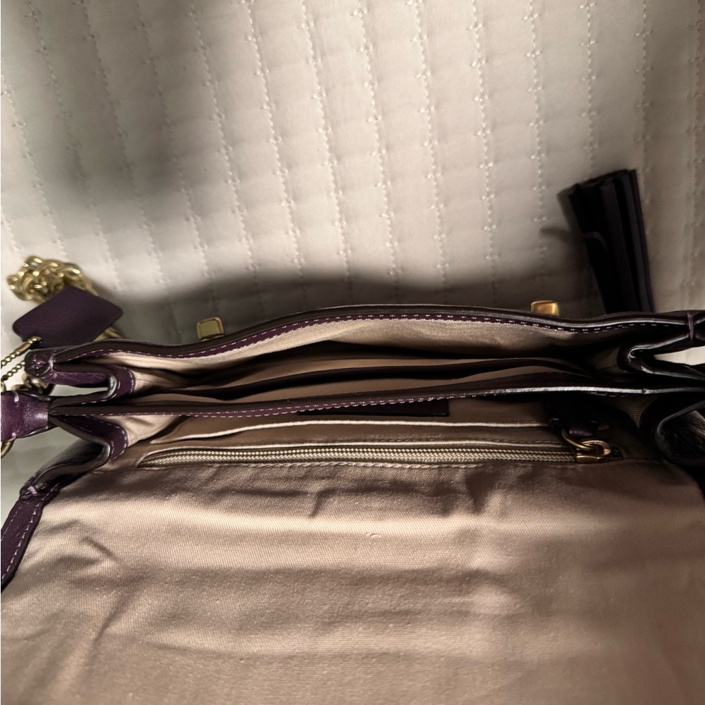 Purple Leather Coach Purse - Picture 4 of 9
